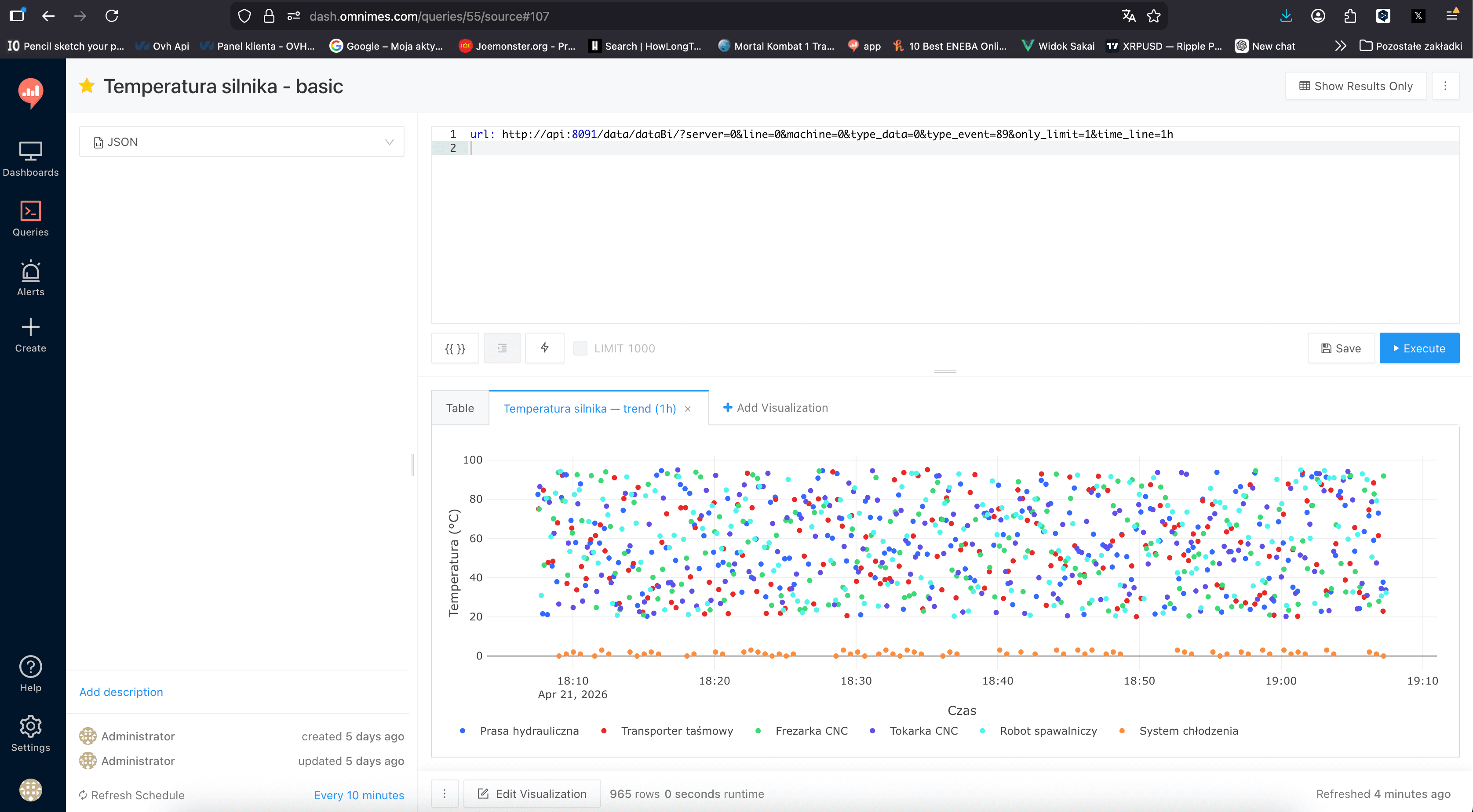 Base query on the OmniMES REST API