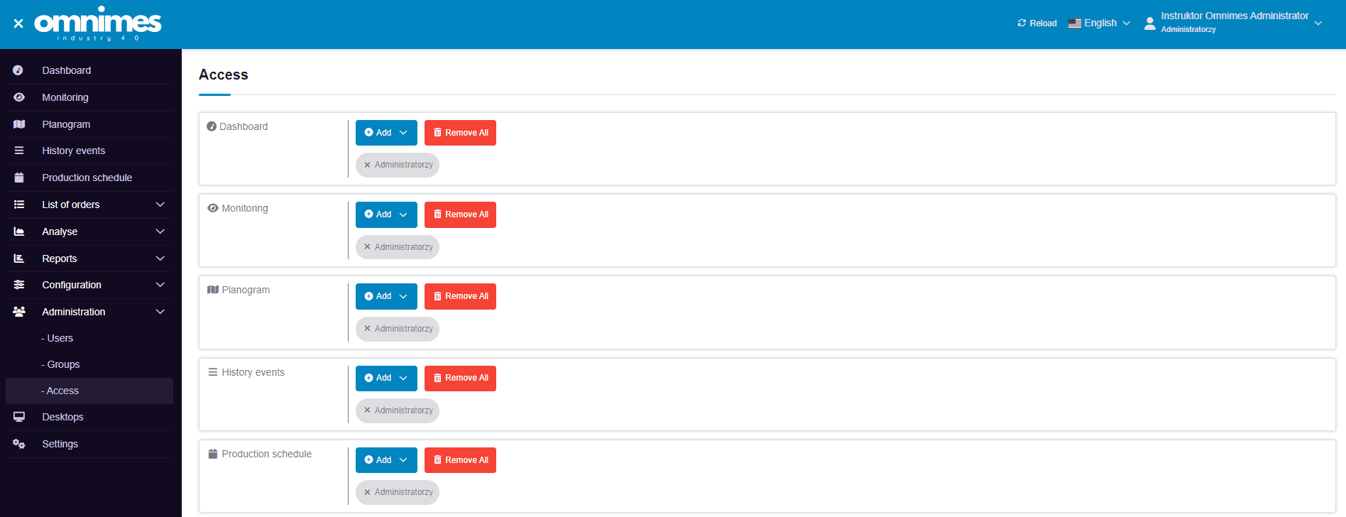 A photo depicting the user management module in the system. In light mode.