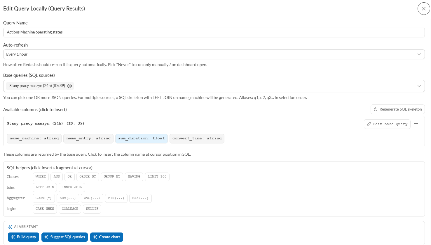 Okładka: Building Redash dashboard charts via Query Results with an AI assistant