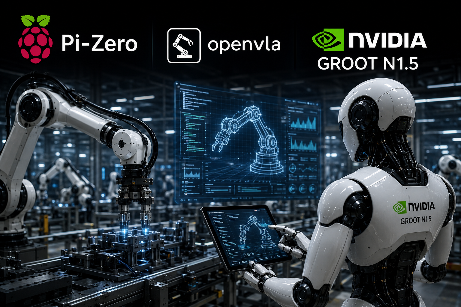 Okładka: Robot Foundation Models in the factory: Pi-Zero, OpenVLA, GR00T N1.5 — the end of teach-pendant programming
